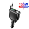 Bộ sạc ô tô 150W 6 trong 1, cáp kép Type-C 70cm, sạc nhanh cho Samsung, Huawei - Giá ưu đãi 258k
