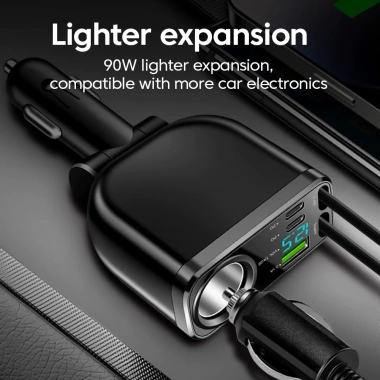 Bộ sạc ô tô 150W 6 trong 1, cáp kép Type-C 70cm, sạc nhanh cho Samsung, Huawei - Giá ưu đãi 258k
