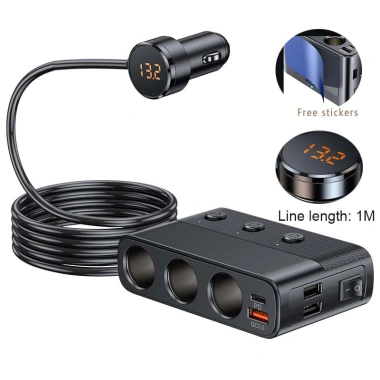 Bộ sạc ô tô 226W đa cổng hợp kim nhôm, nhỏ gọn, dây 1M - Giá ưu đãi 331.100đ