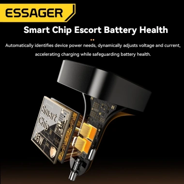 Bộ sạc ô tô 3 trong 1 Essager 65W – Type‑C + USB A + Cáp tích hợp, sạc nhanh, giảm giá 16% 2 Bộ sạc ô tô 3 trong 1 Essager 65W – Type‑C + USB A + Cáp tích hợp, sạc nhanh, giảm giá 16% 2