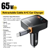 Bộ sạc ô tô 3 trong 1 Essager 65W – Type‑C + USB A + Cáp tích hợp, sạc nhanh, giảm giá 16% 7