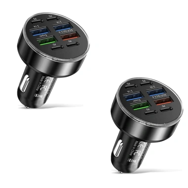 Bộ sạc ô tô 4 cổng USB nhanh iPhone Samsung Xiaomi, màn hình số - 100.100₫