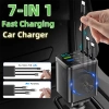 Bộ sạc ô tô 7 trong 1 USB Type-C sạc nhanh 120W, có cáp và đèn LED, 206.800 VND