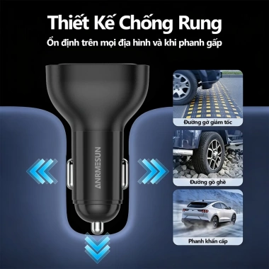 Bộ sạc ô tô 75W ANRMESUN 3 cổng USB Type-C PD QC3.0, sạc nhanh 12-24V, an toàn cho Samsung và iPhone – chỉ 67.000đ