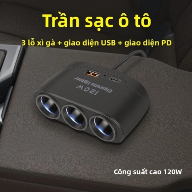 Bộ sạc ô tô đa chức năng 120W - Sạc nhanh USB và PD 12V/24V, Giá chỉ 151.444₫