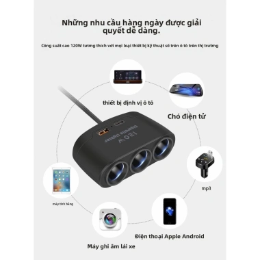 Bộ sạc ô tô đa chức năng 120W - Sạc nhanh USB và PD 12V/24V, Giá chỉ 151.444₫ 7