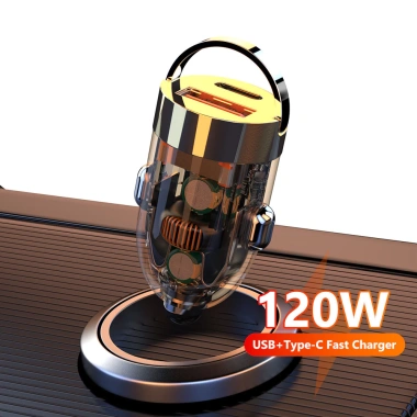 Bộ sạc ô tô Mini Elough 120W USB C siêu nhanh, đầu sạc vô hình, chuyển đổi điện thoại trong suốt, chỉ 69.240₫ 2