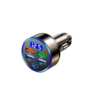 Bộ sạc ô tô PD QC3.0 sạc nhanh 5 cổng, màn hình kỹ thuật số - 1-6 ổ cắm, giá ưu đãi 57.200₫