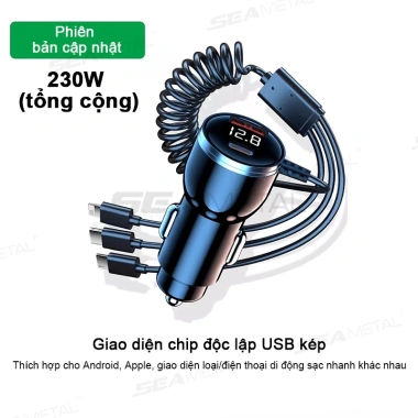 Bộ sạc ô tô SEAMETAL 230W - Cáp sạc nhanh 3 trong 1 PD Type-C QC3.0 cho Samsung, iPhone, Xiaomi - Giá chỉ 150.590₫ 10 Bộ sạc ô tô SEAMETAL 230W - Cáp sạc nhanh 3 trong 1 PD Type-C QC3.0 cho Samsung, iPhone, Xiaomi - Giá chỉ 150.590₫ 10