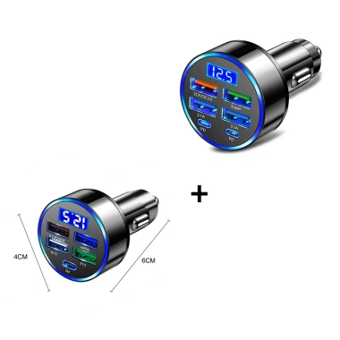 Bộ sạc ô tô USB C Type C 8 cổng siêu nhanh, phát hiện điện áp, hiển thị kỹ thuật số - Giá chỉ 83.600 VND