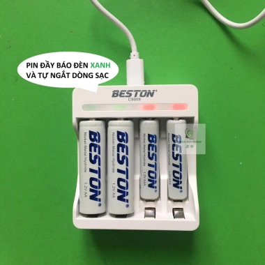 Bộ Sạc Pin AA AAA Beston C9.009 – Tự Ngắt Khi Đầy, Sạc Nhanh, Đèn Báo, Chính Hãng 4