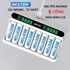 Bộ sạc pin AA AAA Beston C9.024L 8 khe sạc nhanh tự ngắt - Giá chỉ 58.200₫