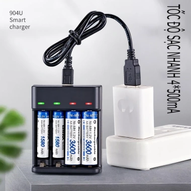 Bộ sạc pin AA AAA Bmax BH-904U Smart tự ngắt 4 cổng đa năng công suất cao giá 75.000 4 Bộ sạc pin AA AAA Bmax BH-904U Smart tự ngắt 4 cổng đa năng công suất cao giá 75.000 4