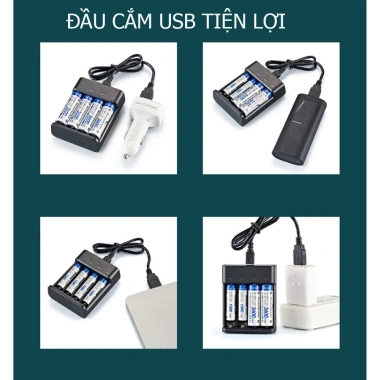 Bộ sạc pin AA AAA Bmax BH-904U Smart tự ngắt 4 cổng đa năng công suất cao giá 75.000