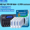 Bộ Sạc Pin K66 Doublepow 12 Pin AA/AAA, Sạc Thông Minh, Dung Lượng Cao - 188k
