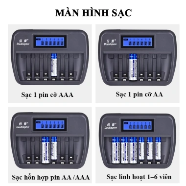 Bộ Sạc Pin K66 Doublepow 12 Pin AA/AAA, Sạc Thông Minh, Dung Lượng Cao - 188k 2