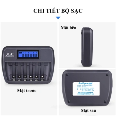 Bộ Sạc Pin K66 Doublepow 12 Pin AA/AAA, Sạc Thông Minh, Dung Lượng Cao - 188k 5