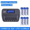 Bộ Sạc Pin K66 Doublepow 12 Pin AA/AAA, Sạc Thông Minh, Dung Lượng Cao - 188k 9