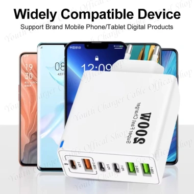 Bộ sạc siêu nhanh 200W 3 USB + 3 Type-C QC3.0, hỗ trợ du lịch, giá 166.613₫