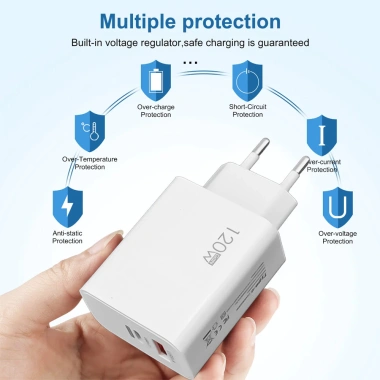 Bộ sạc siêu nhanh USB-C 120W EU US UK Du lịch đa năng 2 cổng PD67W+QC3.0 kèm cáp 9