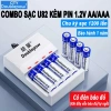Bộ sạc USB Pin sạc 1.2V AA/AAA cho mic không dây, camera, điều khiển đồ chơi - 24.000₫