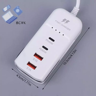 Bộ sạc USB treo tường 66W PD – 4 cổng USB Type‑C EU, chuyển đổi trung tâm, mở rộng ổ cắm
