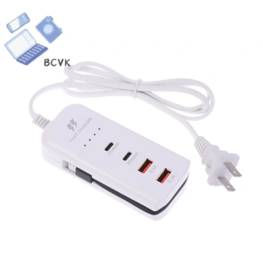 Bộ sạc USB treo tường 66W PD – 4 cổng USB Type‑C EU, chuyển đổi trung tâm, mở rộng ổ cắm 10 Bộ sạc USB treo tường 66W PD – 4 cổng USB Type‑C EU, chuyển đổi trung tâm, mở rộng ổ cắm 10