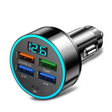 Bộ sạc xe hơi 120W 6 cổng, sạc nhanh 3.1A Type‑C cho iPhone, Samsung, Huawei, Xiaomi - 38.500₫