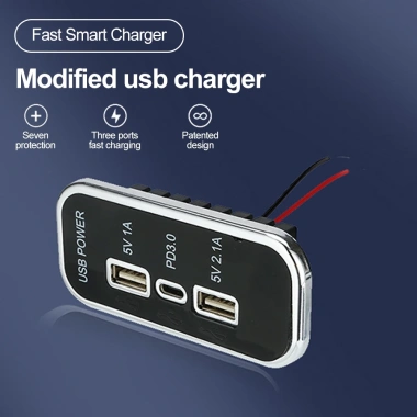 Bộ sạc xe hơi 12/24V PD Type-C 2.1A/1A USB kép cho xe máy, ATV, RV - Giá 76.340đ 3