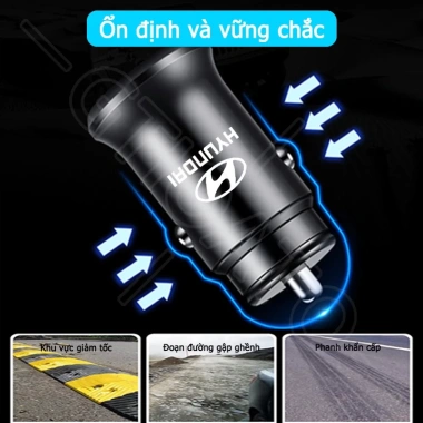 Bộ sạc xe hơi 2 cổng USB sạc nhanh 12-24V cho Hyundai Creta, Accent, Kona, I10, Elantra, I20, Tucson, SantaFe, Sonata - 130.900 VND