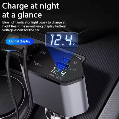 Bộ sạc xe hơi 4 trong 1 60W USB Type C nhanh hỗ trợ iPhone Xiaomi Huawei Samsung giảm giá 147.400 VND