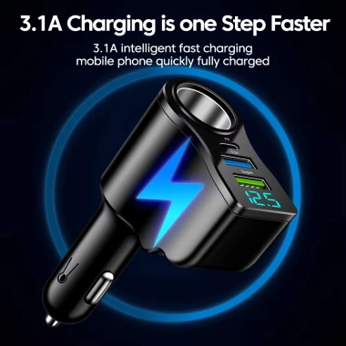 Bộ sạc xe hơi đa chức năng 66W 4 cổng PD 3.1, USB và Type C kép, sạc nhanh, hỗ trợ màn hình kỹ thuật số, giá chỉ 89.273₫ 4