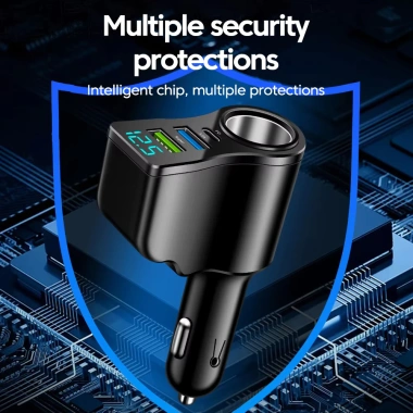Bộ sạc xe hơi đa chức năng 66W 4 cổng PD 3.1, USB và Type C kép, sạc nhanh, hỗ trợ màn hình kỹ thuật số, giá chỉ 89.273₫ 5