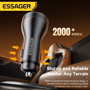 Bộ sạc xe hơi ESSAGER 100W Flash màn hình kỹ thuật số, hỗ trợ PD3.0 QC3.0 QC4.0 SuperVOOC VIVO - Giá 167.300₫