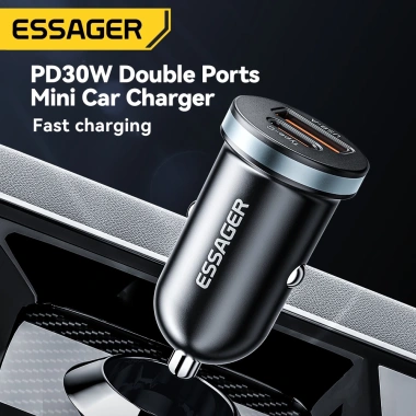 Bộ sạc xe hơi Essager 30W Type‑C FSAT PD QC3.0 cho Xiaomi, Samsung - Giá chỉ 106.700₫