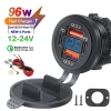 Bộ sạc xe hơi nhanh 4 cổng 96W PD3.0+QC3.0, màn hình LED, chống nước, tương thích iPhone Samsung Huawei