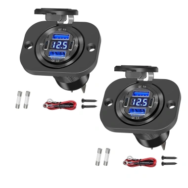 Bộ sạc xe hơi nhanh 4 cổng 96W PD3.0+QC3.0, màn hình LED, chống nước, tương thích iPhone Samsung Huawei 2