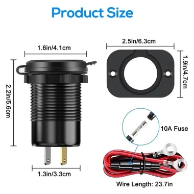 Bộ sạc xe hơi nhanh 4 cổng 96W PD3.0+QC3.0, màn hình LED, chống nước, tương thích iPhone Samsung Huawei 9