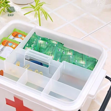 Bộ sơ cứu di động EKP - Hộp thuốc hai lớp, lưu trữ y tế khẩn cấp, tiện lợi gia đình, giảm 18% 7