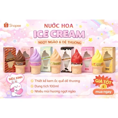 Bộ sưu tập Nước hoa Ice Cream – Thiết kế dễ thương, hương ngọt ngào, chỉ 62.100₫