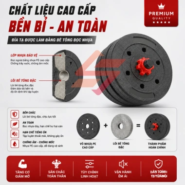 Bộ tạ tập gym đa năng cao cấp lắp ghép 10-40kg - Tập vai, tay, ngực - Giá chỉ 260k 2 Bộ tạ tập gym đa năng cao cấp lắp ghép 10-40kg - Tập vai, tay, ngực - Giá chỉ 260k 2