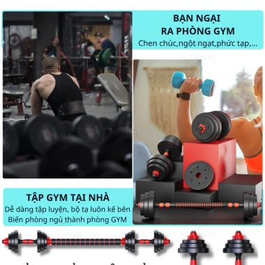 Bộ tạ tay tập gym nam nữ 10-50kg, tạ đẩy & tạ đòn lắp ghép, giảm giá 379.000₫ 2