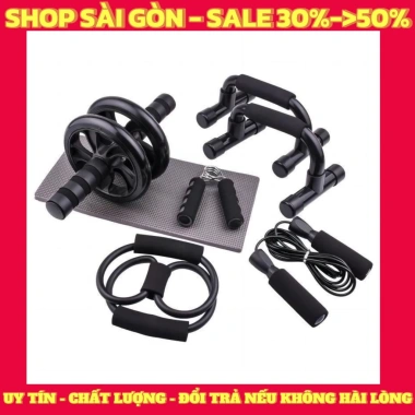 Bộ Tập Tại Nhà B2: Lăn Bụng, Hít Đất, Dây Nhảy, Dây Kháng Lực, Kiềm Bóp Tay 300k