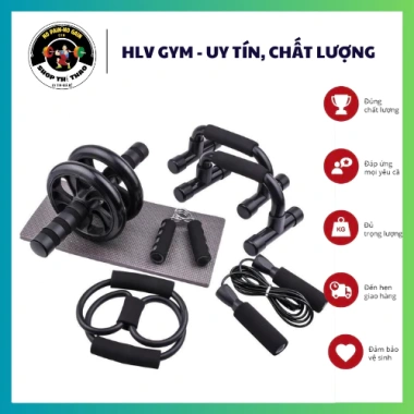 Bộ Tập Tại Nhà B2: Lăn Bụng, Hít Đất, Dây Nhảy, Dây Kháng Lực, Kiềm Bóp Tay 300k