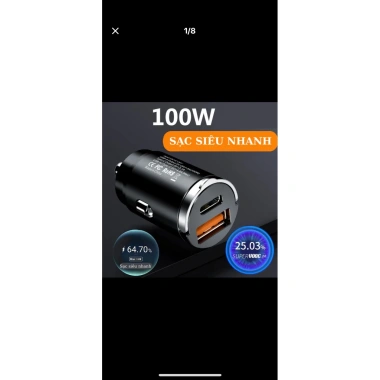 Bộ Tẩu Âm Sạc Nhanh 100W QC4.0 Type-C, Vỏ Hợp Kim Kẽm, Tản Nhiệt Nhanh - Giá 40.000