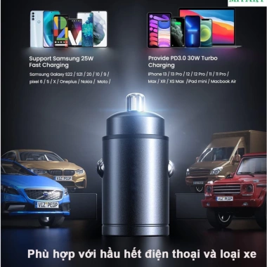 Bộ Tẩu Âm Sạc Nhanh 100W QC4.0 Type C – Vỏ hợp kim kẽm, tản nhiệt nhanh, Giá Sale 40.000₫ 5