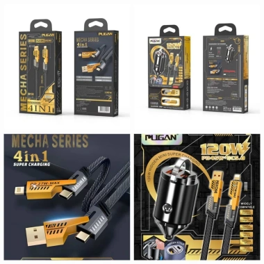 Bộ Tẩu Sạc Âm Pugan 120W Siêu Nhanh Dùng Ô Tô, Tự Ngắt Khi Pin Đầy - 139.000₫