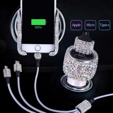 Bộ Tẩu Sạc Ô Tô Đính Đá: Sạc Nhanh, Cáp Đa Năng, Giá Chỉ 79.000đ 5