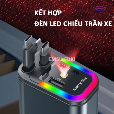 Bộ Tẩu Sạc Ô Tô Siêu Nhanh Starry Sky Top 120W 5 trong 1 – Thời trang, LED, màn hình số, giá 85.000₫ 2