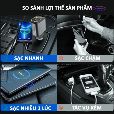 Bộ Tẩu Sạc Ô Tô Siêu Nhanh Starry Sky Top 120W 5 trong 1 – Thời trang, LED, màn hình số, giá 85.000₫ 8